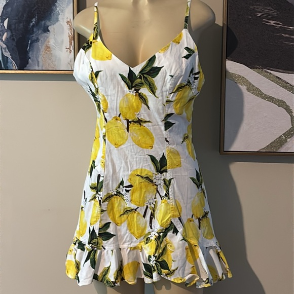 LUXXEL-WHITE LEMON SHORT DRESS WITH RUFFLES size L - Picture 4 of 9